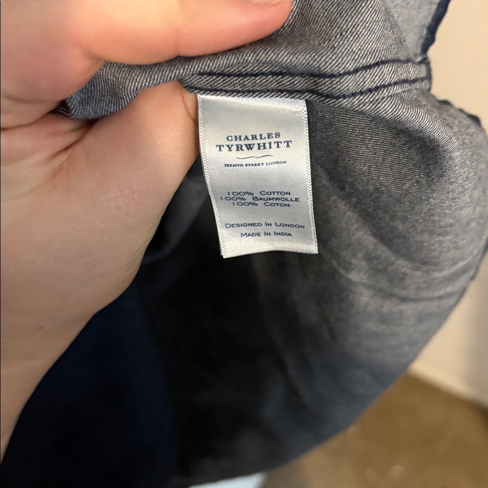 Charles Tyrwhitt Dark Blue Casual Shirt - Picture 3 of 4